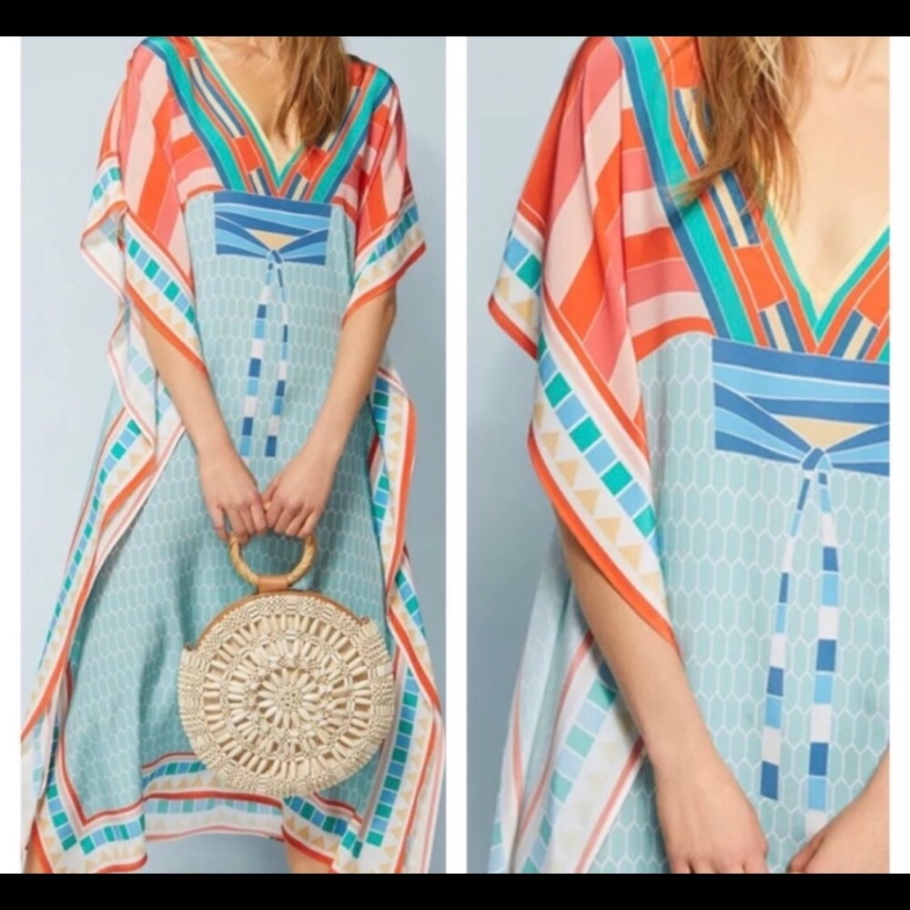 NWOT Anthropologie Geometric Caftan Maxi Dress